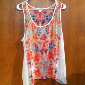 Sheer sparkly floral Candies brand tank top