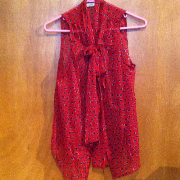 Red and Navy sheer top from Old Navy