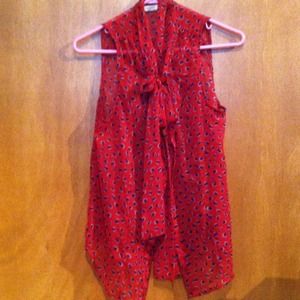 Red and Navy sheer top from Old Navy