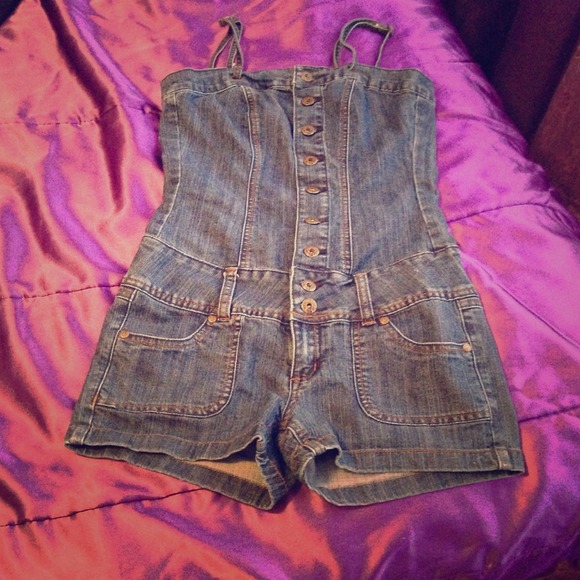 Denim romper.