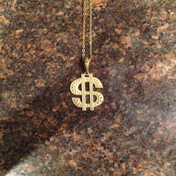 Gold Dollar Sign Necklace