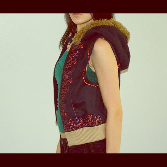 Free People: hooded zip up vest