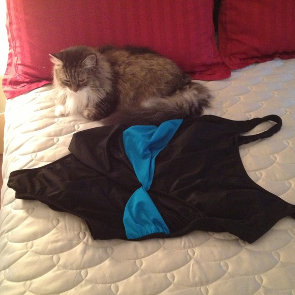 Longitude black and turquoise size 16 swimsuit