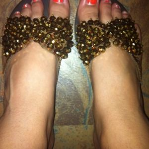 Gold/Brown Bow Sandals