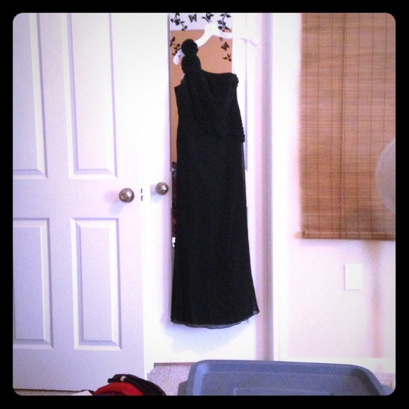 One strap black bridesmaid dress