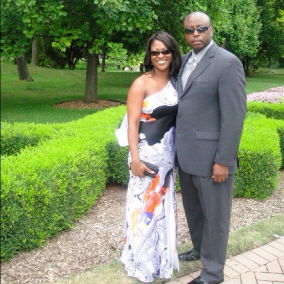 Beautiful black and white paisley print gown