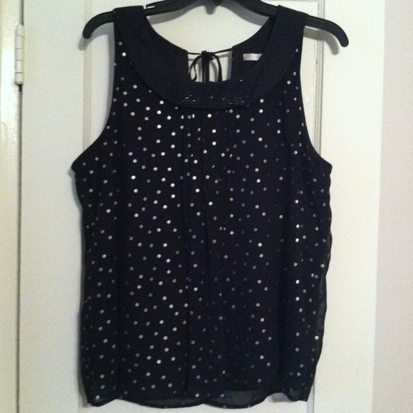 MUST GO! ✨Lauren Conrad loose gold polka dot top!