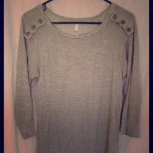 Stripe top with button shoulder detail