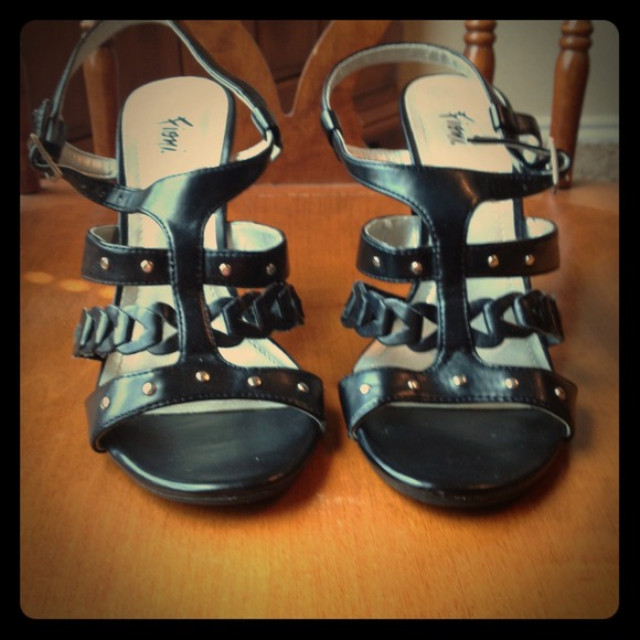Black silver studded high heels