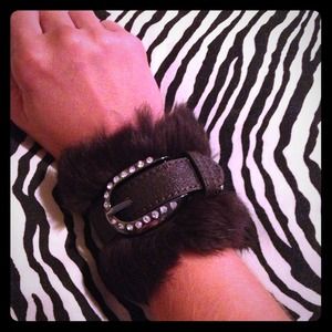 Chocolate brown faux fur cuff