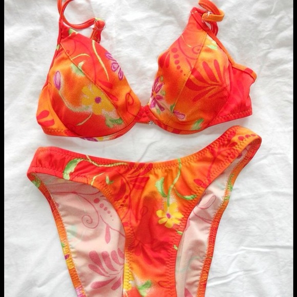 Orange floral kini
