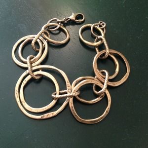 Hammered metal gold-colored bracelet