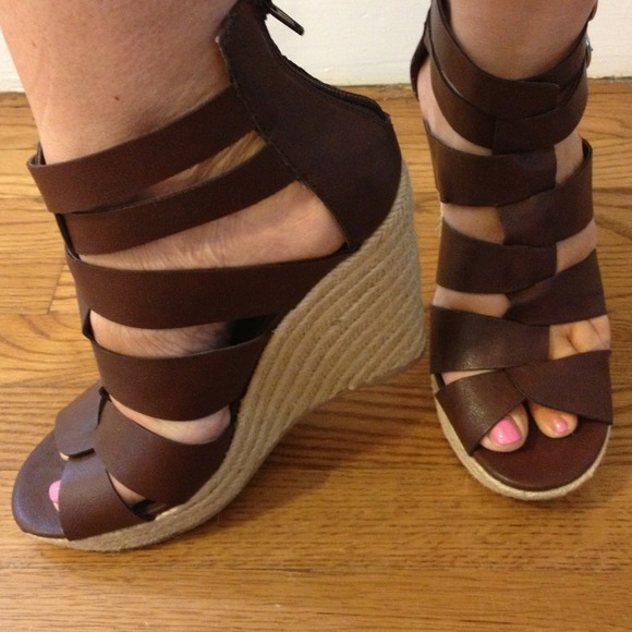 Brown  Strappy Wedges