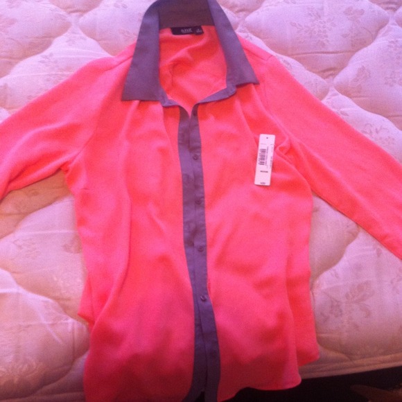 Pink and grey Sheer loose blouse