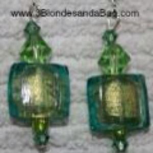 3 Blondes and a Bag Green Glass earring