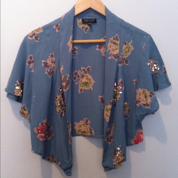 🎉BUNDLED🎉Topshop sequined floral crop cardigan - Picture 2 of 4