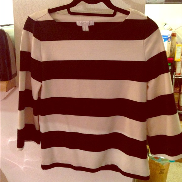 Black and White striped Knit Top