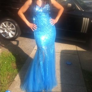 Blue sparkle prom dress