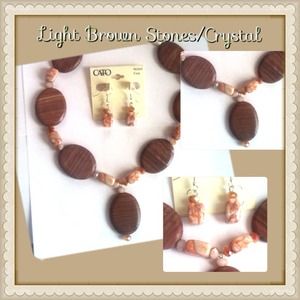 Light Brown Stones/Crystal Necklace