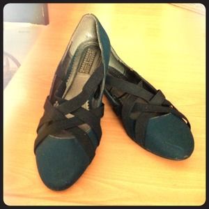 Deena & Ozzy Teal CrissCross Strap Flats