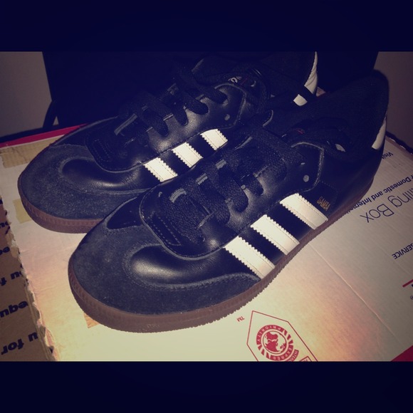 Black and white Adidas with the gum sole.