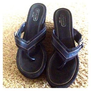 Coach wedged flip flops