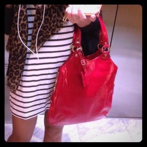 -sold on eBay- YSL Tribute Tote - Red Patent