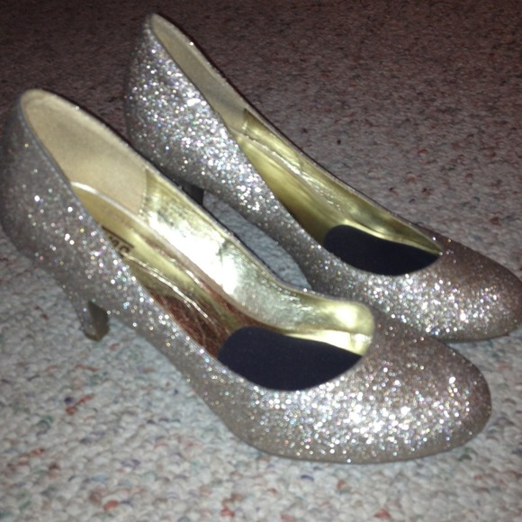 Mix No. 6 gold sparkly glitter "Barbie" heels