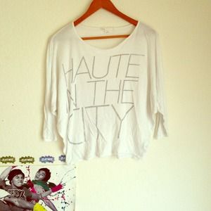 "haute in the city" oversized white tee