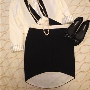 Black and ivory pencil skirt