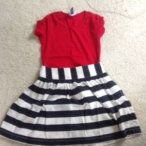 Nautical shirt/high waisted shirt combo