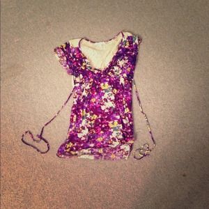 Delia's babydoll shirt w/ woven back