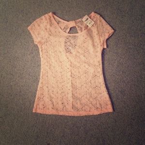 Charlotte Russe light pink lace shirt