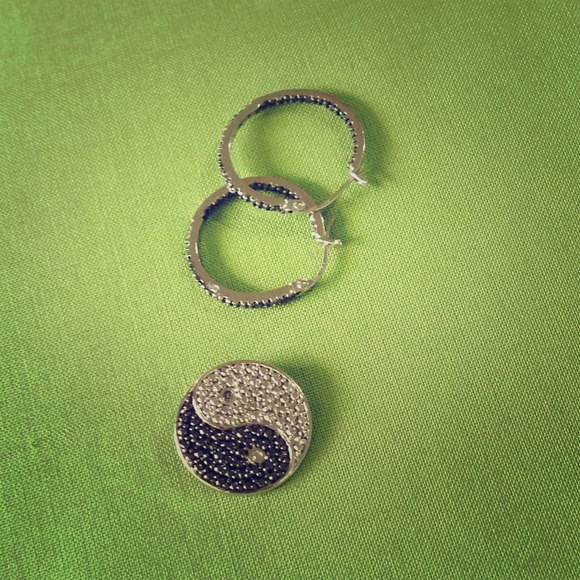 Black Diamond Earrings & Yin Yang Pendant❤