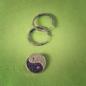Black Diamond Earrings & Yin Yang Pendant❤