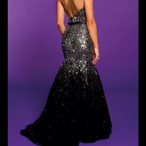 Camille La Vie silver sequin black tulle dress