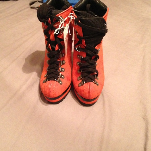 Orange and black booties