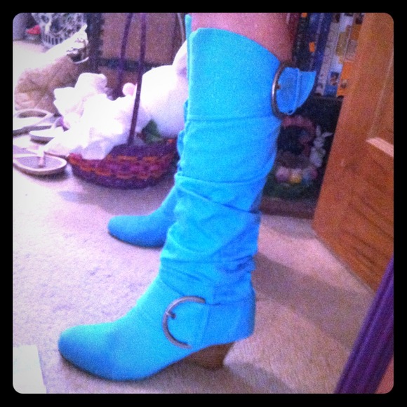 Blue Naughty Monkey Buckled Wedge Boots