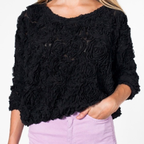 American apparel 3d flower mesh jumper/sweater