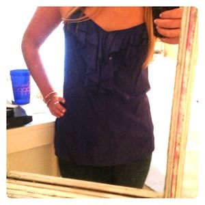Blue Ruffled Tank