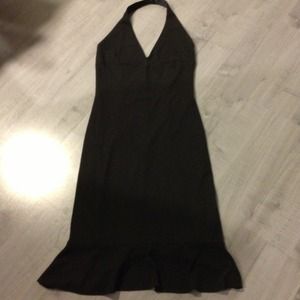 David Meister black cocktail halter dress