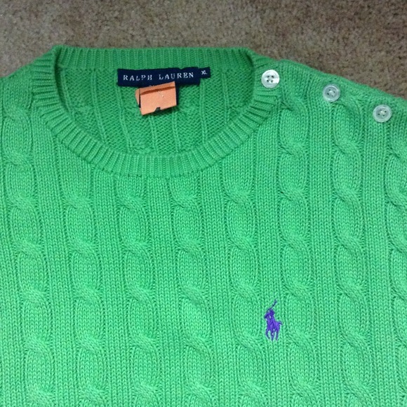 **SOLD** Ralph Lauren green cable sweater - Picture 2 of 4