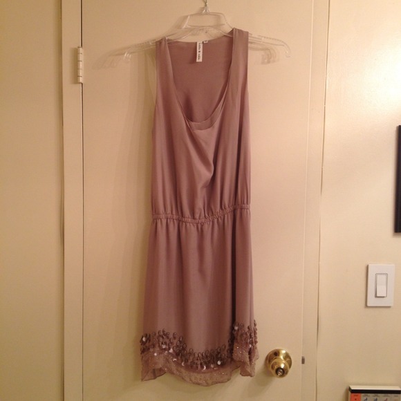 SALE!!! Nude dress with metallic beading - Picture 1 of 2