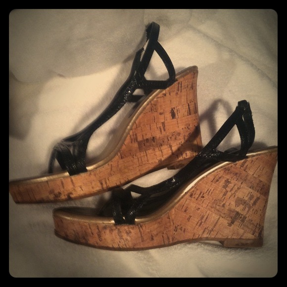 Black wedges. Size 7