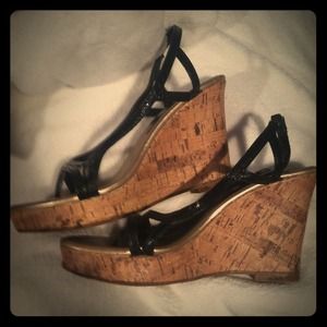 Black wedges. Size 7