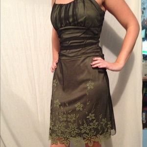 Beautiful green with black lace dress.
