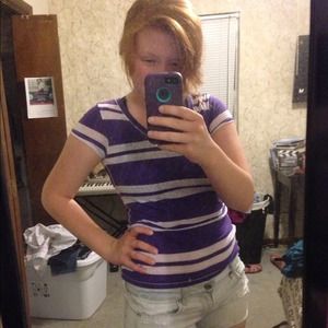 Aeropostale purple and white stripe burn out