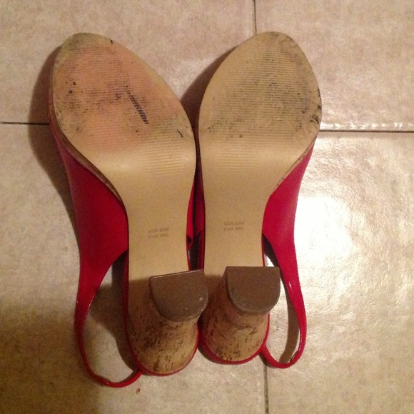 NINA Red Patent Slingback Peep Toe Shoes Size 8.5 - Picture 4 of 4