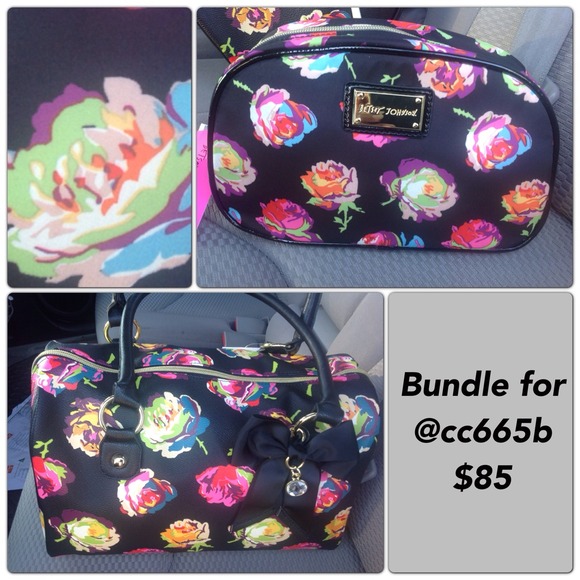 Betsey Johnson Handbags - New Betsey Johnson Floral Cosmetic Bag and satchel