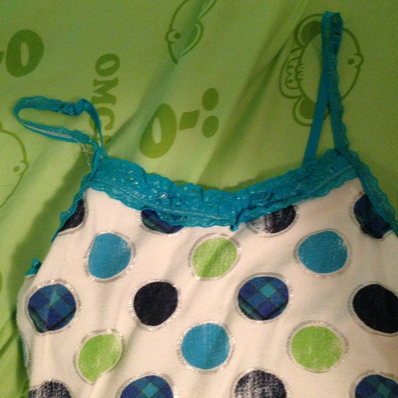 Blue and green polka dot tank top - Picture 3 of 3